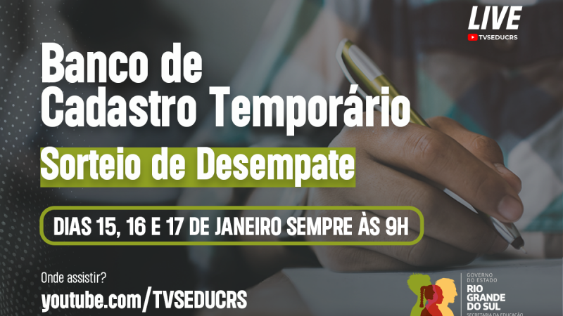 O sorteio acontece entre os dias 15 e 17 de janeiro