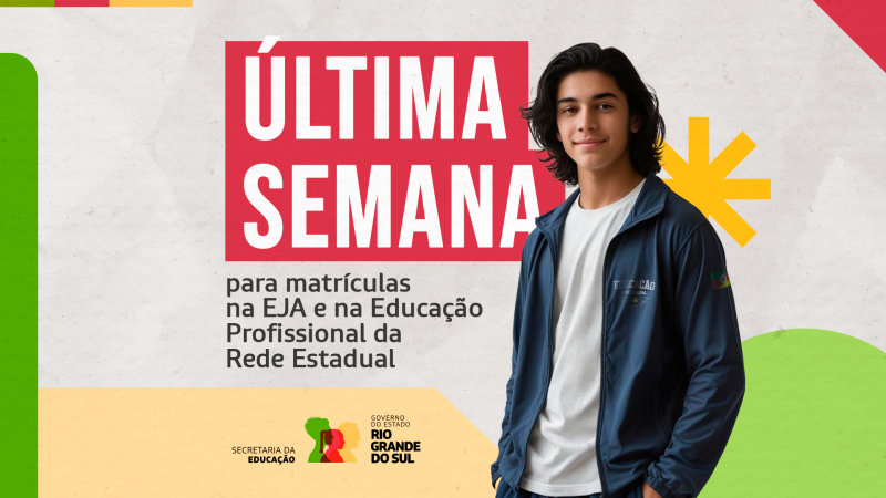 O governo do Estado, por meio da Secretaria da Educação (Seduc), reforça que esta é a última semana para realizar a matrícula na Educação de Jovens e Adultos (EJA) e nos cursos técnicos gratuitos ofertados pela Rede Estadual. O prazo para inscrições termina na terça-feira (2/7).